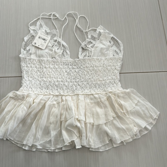Free People NWT Adella Cami Lace Tank Ruffled Top with adjustable Straps. - Picture 13 of 14